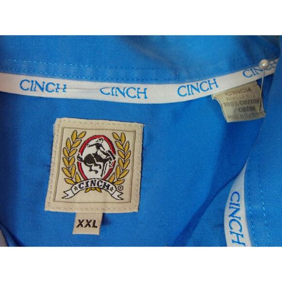 Cinch Shirt Mens XXL Button Down Blue Shirt Chest Pocket‎ Embroidered Logo - Picture 3 of 10